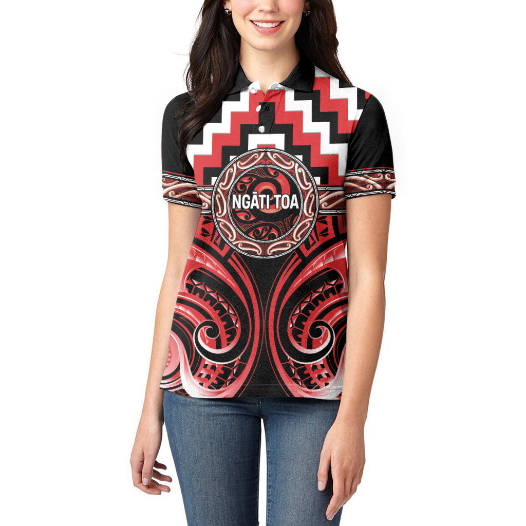 Aotearoa Ngati Toa Personalised Women Polo Shirt Maori Iwi Poutama Puhoro Tattoo