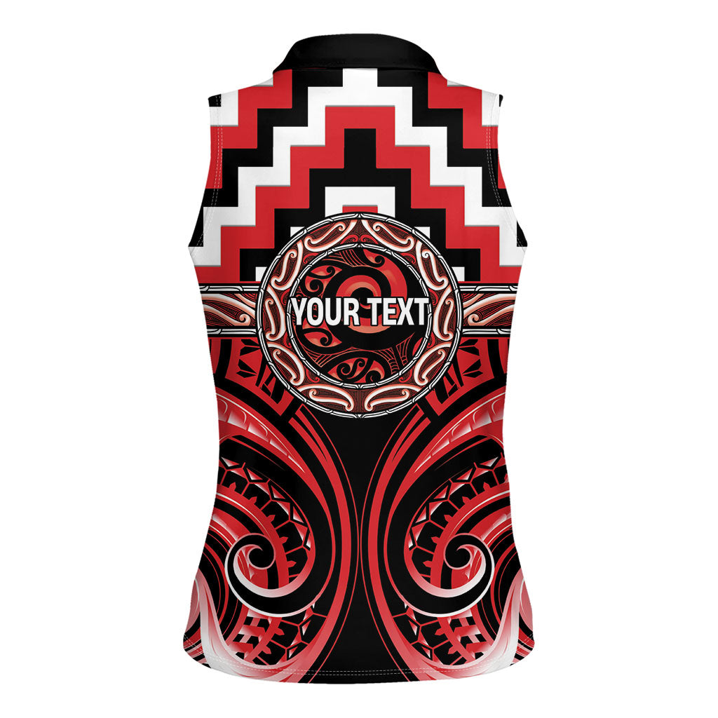 Aotearoa Ngati Toa Personalised Women Sleeveless Polo Shirt Maori Iwi Poutama Puhoro Tattoo