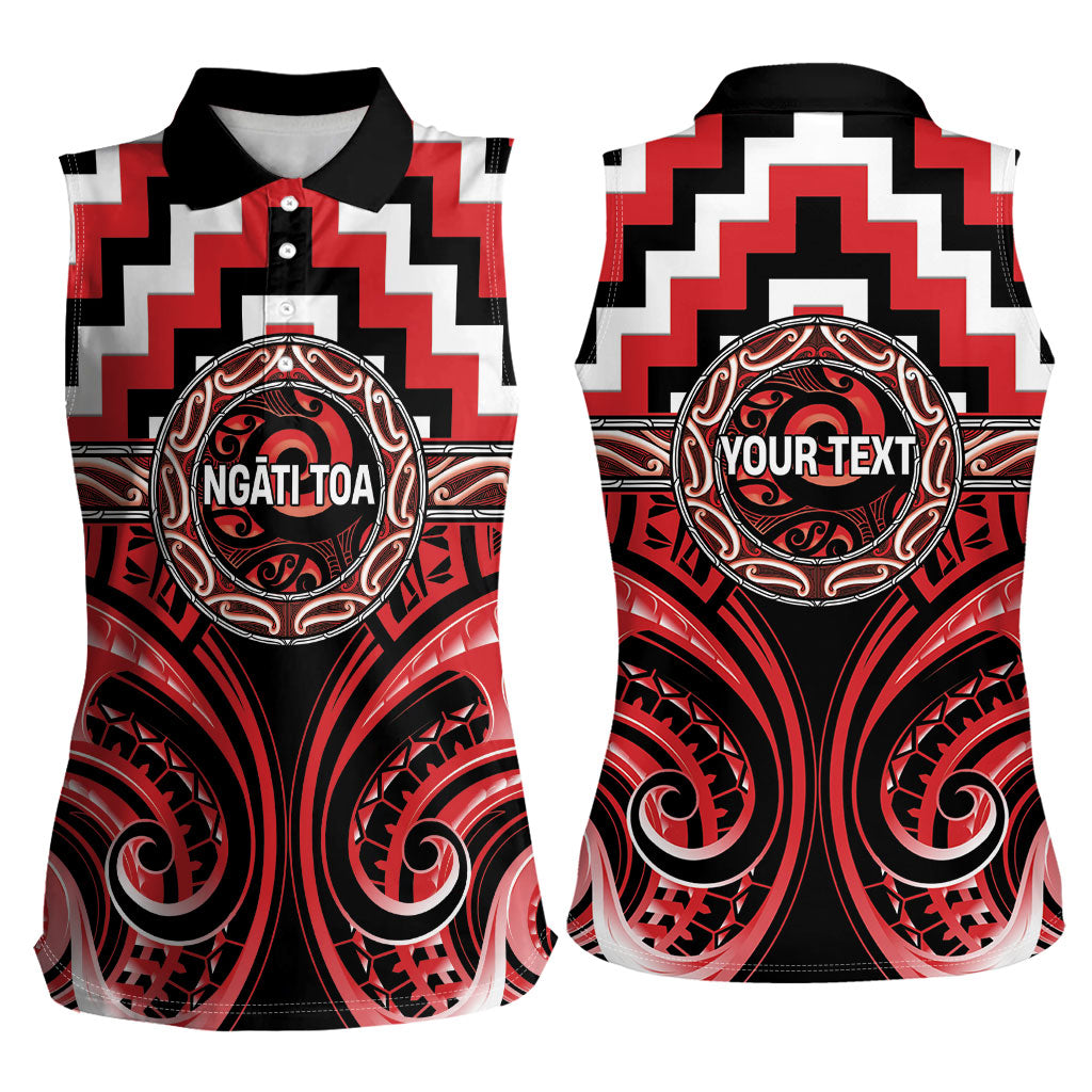 Aotearoa Ngati Toa Personalised Women Sleeveless Polo Shirt Maori Iwi Poutama Puhoro Tattoo