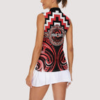 Aotearoa Ngati Toa Personalised Women Sleeveless Polo Shirt Maori Iwi Poutama Puhoro Tattoo