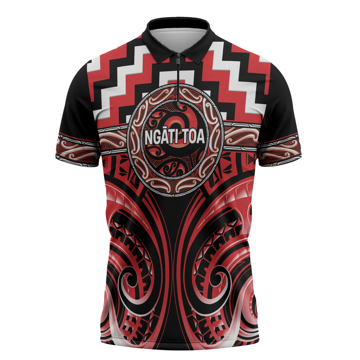 Aotearoa Ngati Toa Personalised Zipper Polo Shirt Maori Iwi Poutama Puhoro Tattoo