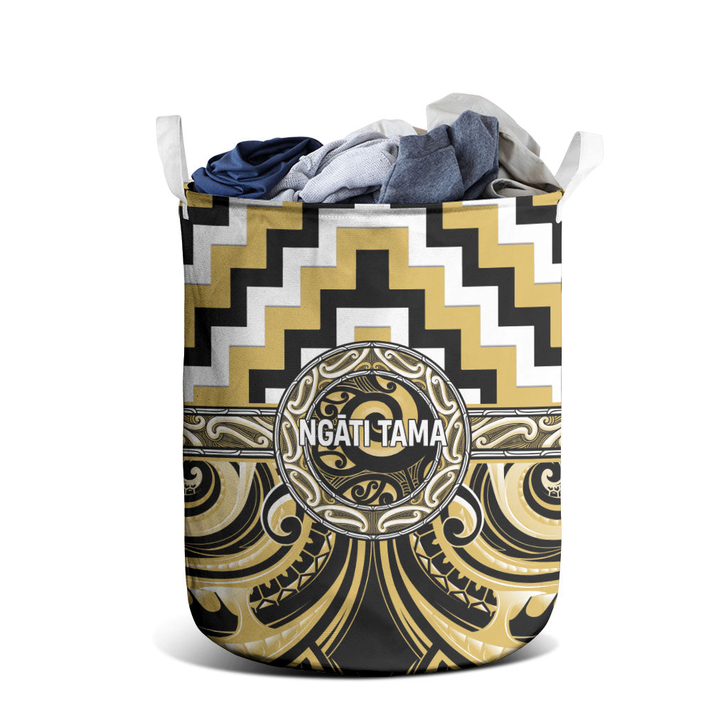 Aotearoa Ngati Tama Laundry Basket Maori Iwi Poutama Puhoro Tattoo