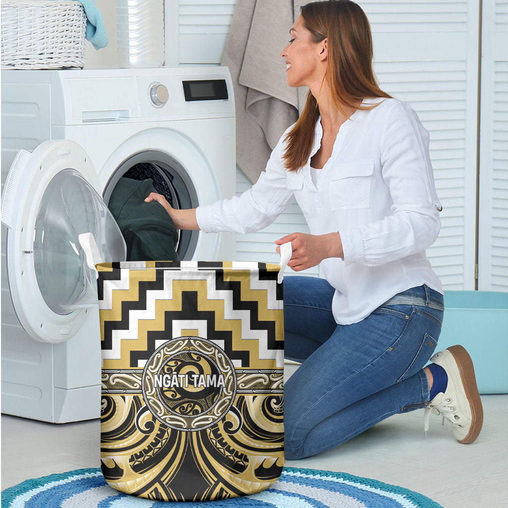 Aotearoa Ngati Tama Laundry Basket Maori Iwi Poutama Puhoro Tattoo
