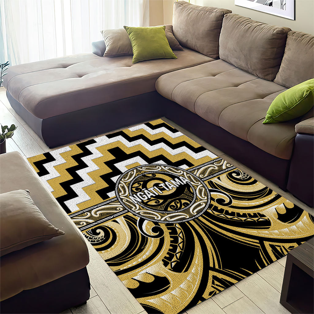 Aotearoa Ngati Tama Area Rug Maori Iwi Poutama Puhoro Tattoo