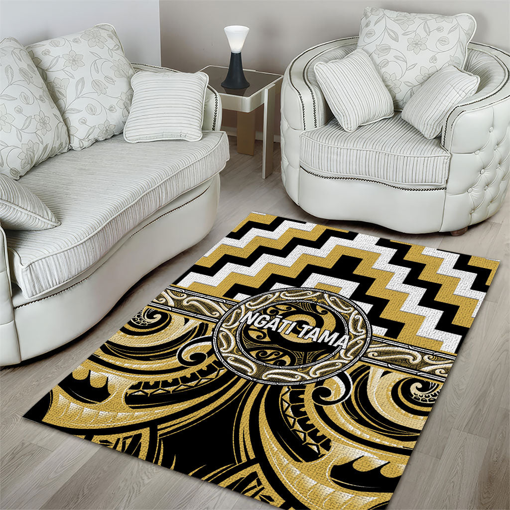 Aotearoa Ngati Tama Area Rug Maori Iwi Poutama Puhoro Tattoo