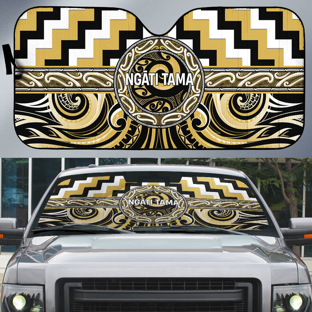 Aotearoa Ngati Tama Auto Sun Shade Maori Iwi Poutama Puhoro Tattoo