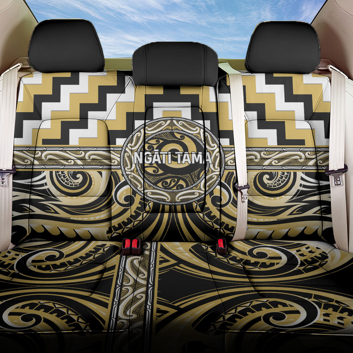 Aotearoa Ngati Tama Back Car Seat Cover Maori Iwi Poutama Puhoro Tattoo