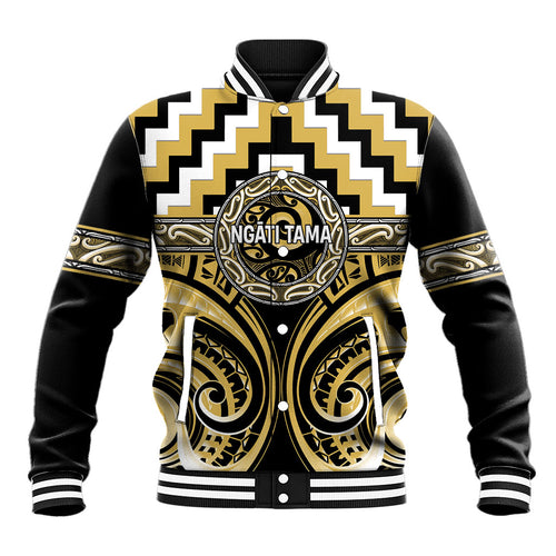 Aotearoa Ngati Tama Personalised Baseball Jacket Maori Iwi Poutama Puhoro Tattoo