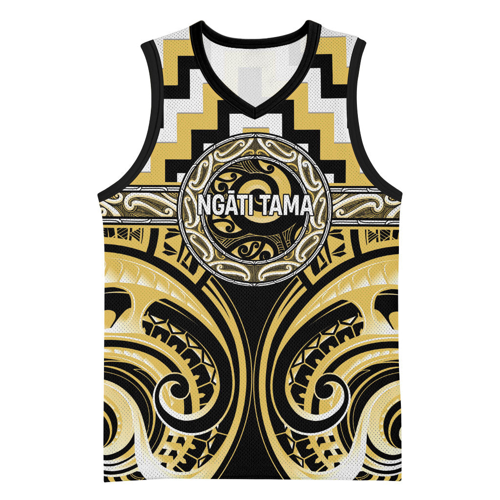 Aotearoa Ngati Tama Personalised Basketball Jersey Maori Iwi Poutama Puhoro Tattoo