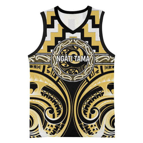 Aotearoa Ngati Tama Personalised Basketball Jersey Maori Iwi Poutama Puhoro Tattoo
