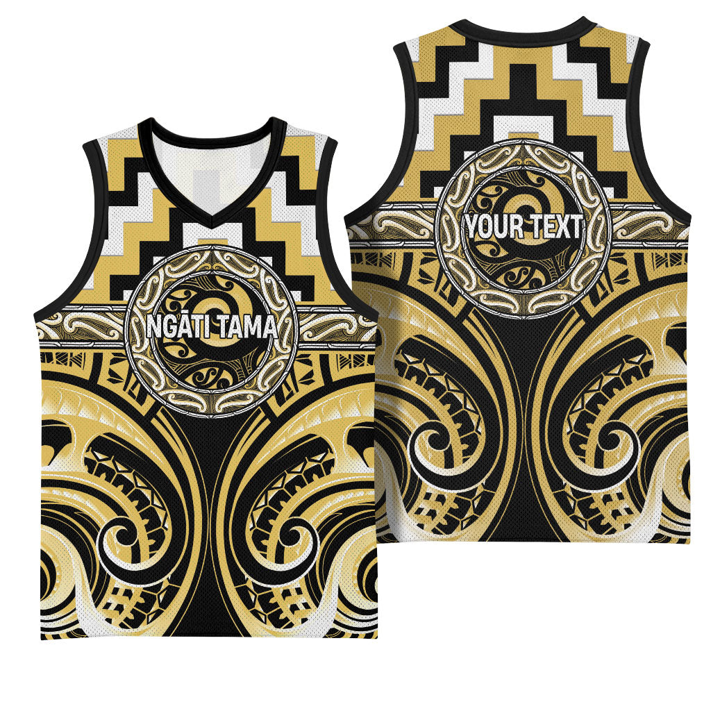 Aotearoa Ngati Tama Personalised Basketball Jersey Maori Iwi Poutama Puhoro Tattoo