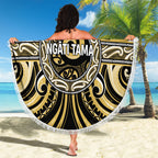 Aotearoa Ngati Tama Beach Blanket Maori Iwi Poutama Puhoro Tattoo