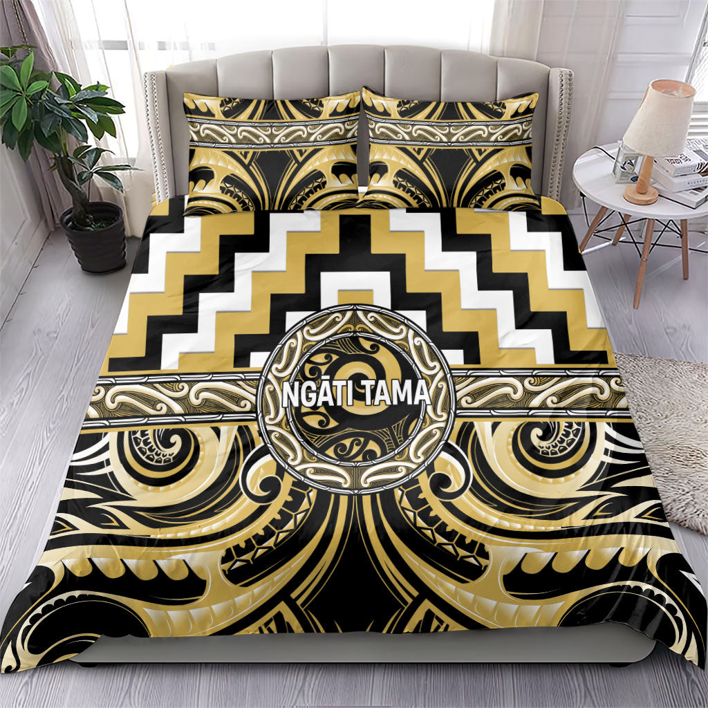 Aotearoa Ngati Tama Bedding Set Maori Iwi Poutama Puhoro Tattoo