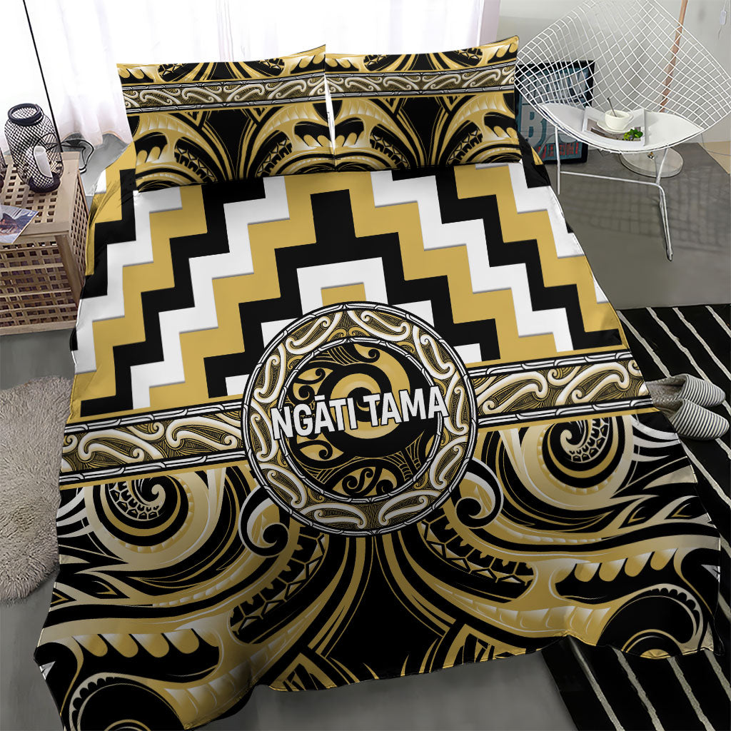 Aotearoa Ngati Tama Bedding Set Maori Iwi Poutama Puhoro Tattoo