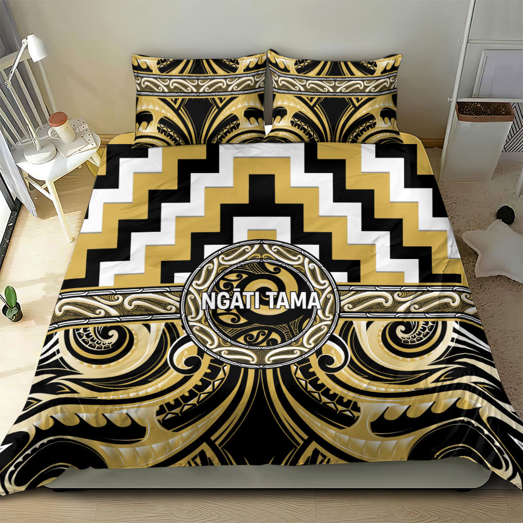 Aotearoa Ngati Tama Bedding Set Maori Iwi Poutama Puhoro Tattoo
