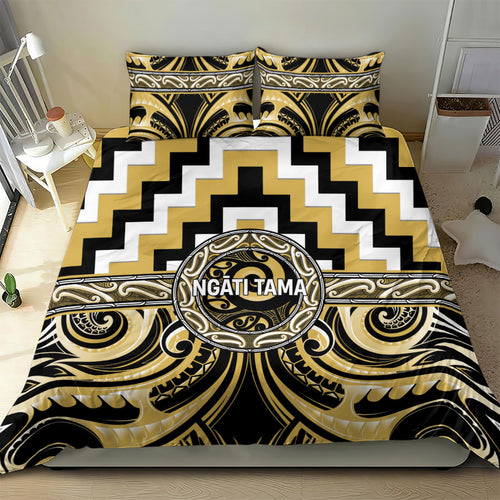 Aotearoa Ngati Tama Bedding Set Maori Iwi Poutama Puhoro Tattoo