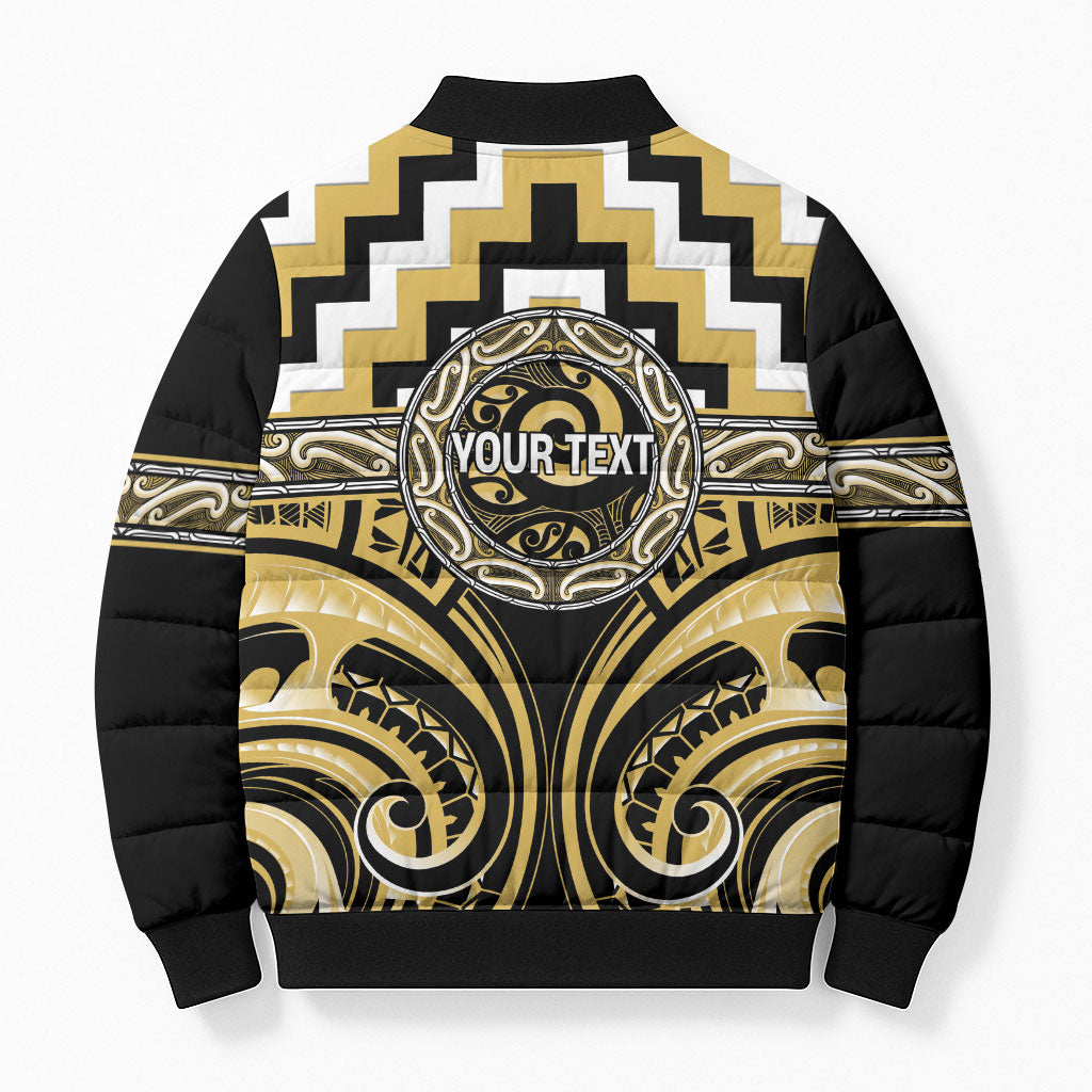 Aotearoa Ngati Tama Personalised Bomber Puffer Jacket Maori Iwi Poutama Puhoro Tattoo