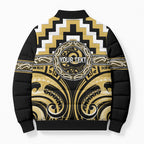 Aotearoa Ngati Tama Personalised Bomber Puffer Jacket Maori Iwi Poutama Puhoro Tattoo
