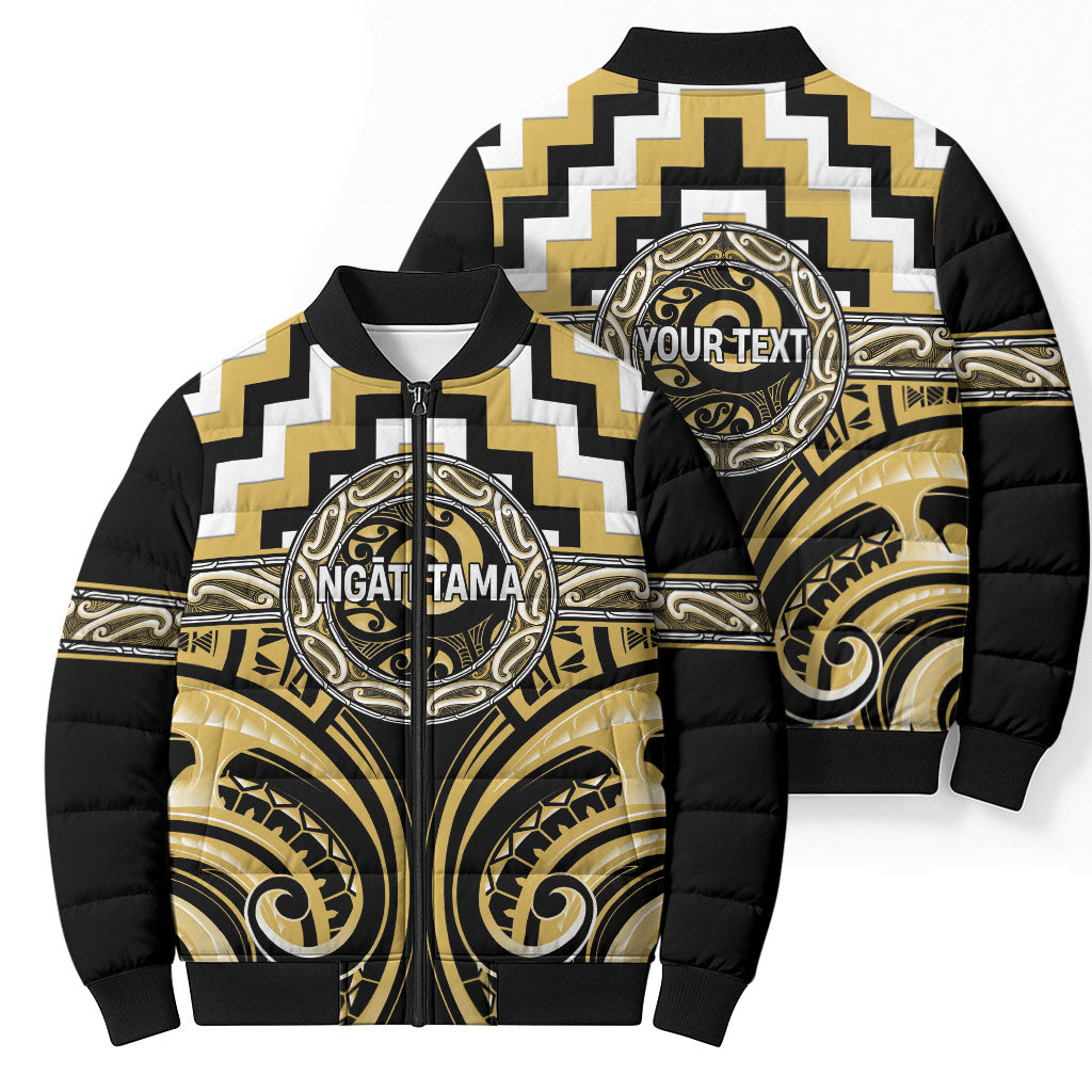 Aotearoa Ngati Tama Personalised Bomber Puffer Jacket Maori Iwi Poutama Puhoro Tattoo