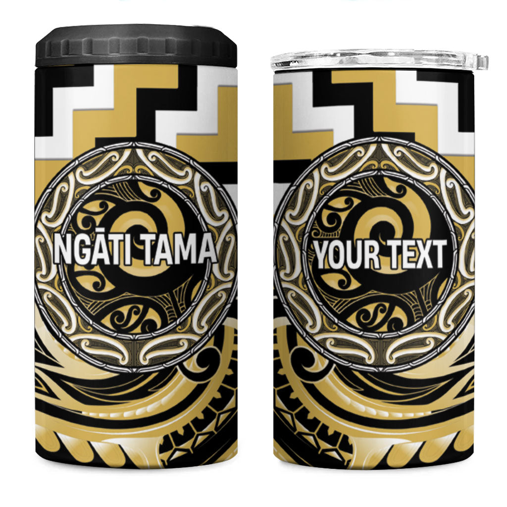 Aotearoa Ngati Tama Personalised 4 in 1 Can Cooler Tumbler Maori Iwi Poutama Puhoro Tattoo