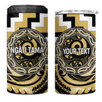 Aotearoa Ngati Tama Personalised 4 in 1 Can Cooler Tumbler Maori Iwi Poutama Puhoro Tattoo