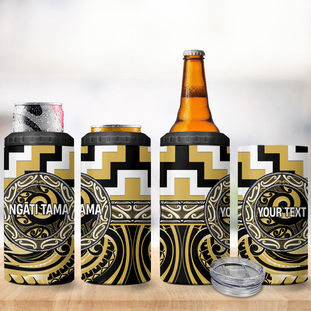 Aotearoa Ngati Tama Personalised 4 in 1 Can Cooler Tumbler Maori Iwi Poutama Puhoro Tattoo