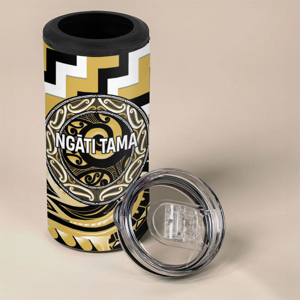 Aotearoa Ngati Tama Personalised 4 in 1 Can Cooler Tumbler Maori Iwi Poutama Puhoro Tattoo