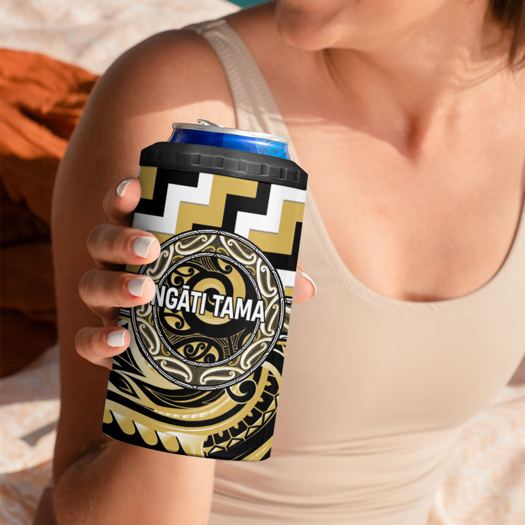 Aotearoa Ngati Tama Personalised 4 in 1 Can Cooler Tumbler Maori Iwi Poutama Puhoro Tattoo
