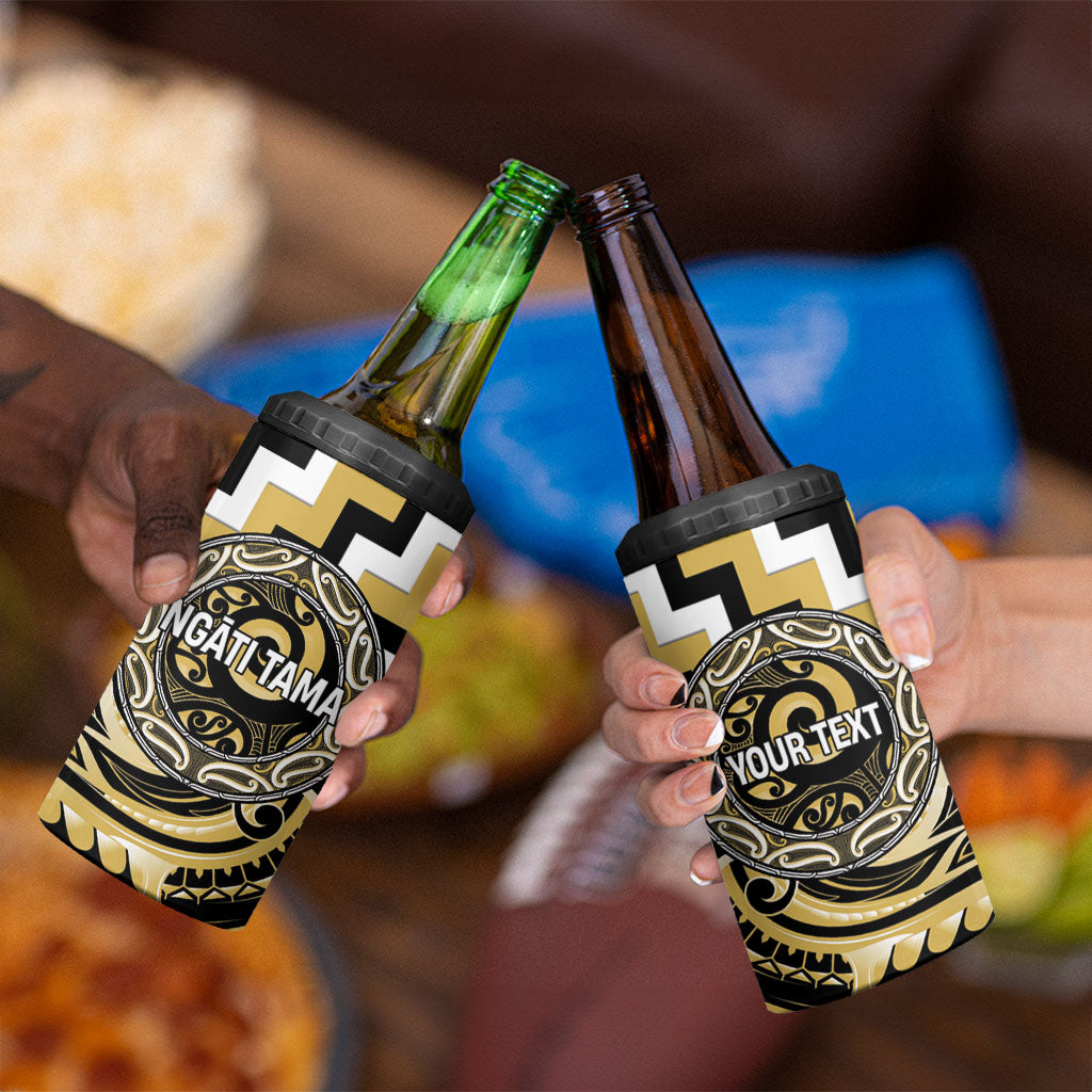 Aotearoa Ngati Tama Personalised 4 in 1 Can Cooler Tumbler Maori Iwi Poutama Puhoro Tattoo