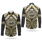 Aotearoa Ngati Tama Personalised Couples Matching Mermaid Dress and Long Sleeve Button Shirt Maori Iwi Poutama Puhoro Tattoo