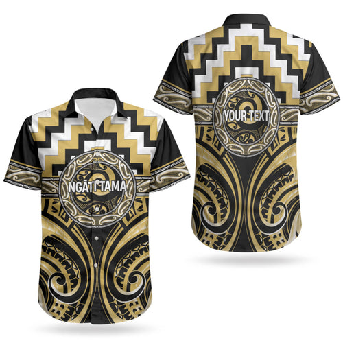 Aotearoa Ngati Tama Personalised Couples Matching Off Shoulder Maxi Dress and Hawaiian Shirt Maori Iwi Poutama Puhoro Tattoo