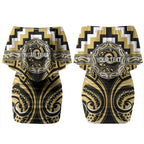 Aotearoa Ngati Tama Personalised Couples Matching Off Shoulder Short Dress and Hawaiian Shirt Maori Iwi Poutama Puhoro Tattoo