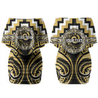 Aotearoa Ngati Tama Personalised Couples Matching Off Shoulder Short Dress and Long Sleeve Button Shirt Maori Iwi Poutama Puhoro Tattoo