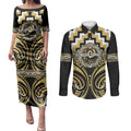 Aotearoa Ngati Tama Personalised Couples Matching Puletasi and Long Sleeve Button Shirt Maori Iwi Poutama Puhoro Tattoo