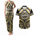 Aotearoa Ngati Tama Personalised Couples Matching Tank Maxi Dress and Hawaiian Shirt Maori Iwi Poutama Puhoro Tattoo