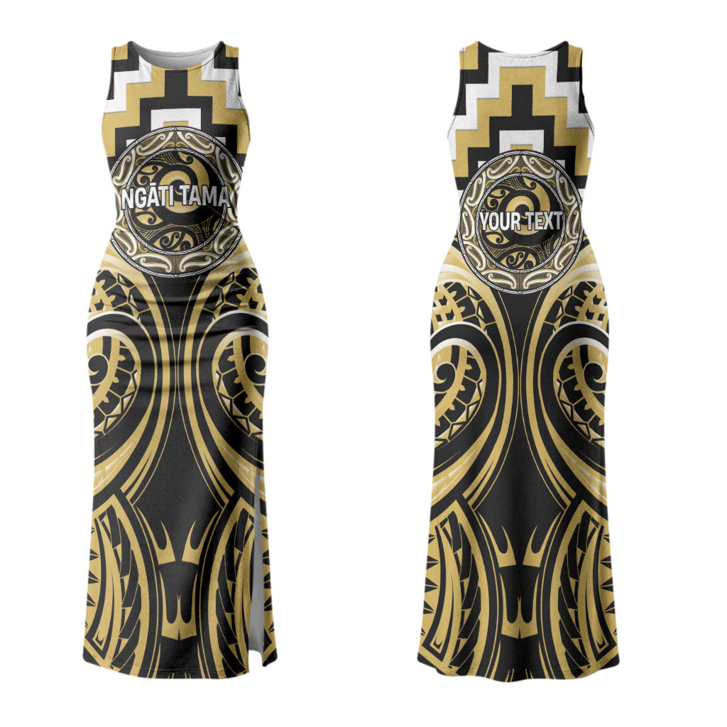 Aotearoa Ngati Tama Personalised Couples Matching Tank Maxi Dress and Hawaiian Shirt Maori Iwi Poutama Puhoro Tattoo