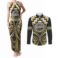Aotearoa Ngati Tama Personalised Couples Matching Tank Maxi Dress and Long Sleeve Button Shirt Maori Iwi Poutama Puhoro Tattoo