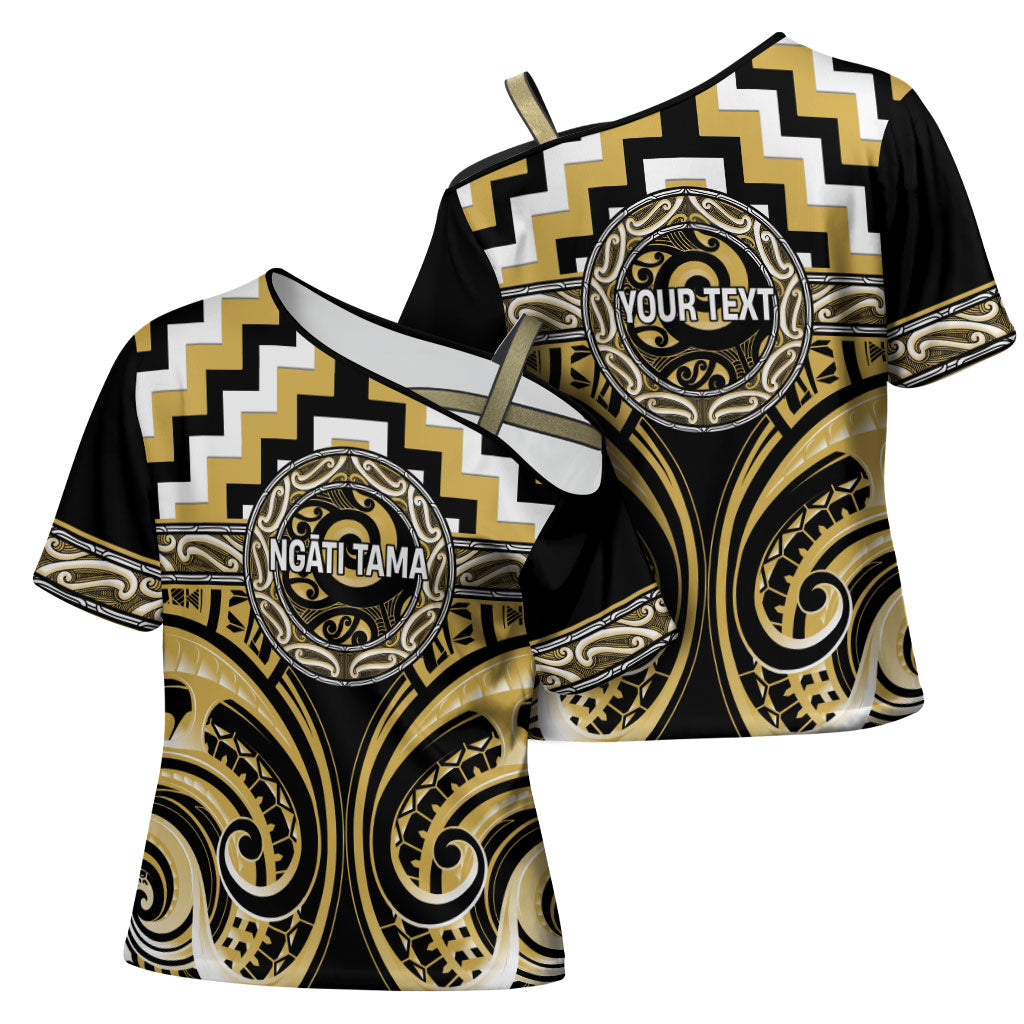 Aotearoa Ngati Tama Personalised Cross Shoulder Shirt Maori Iwi Poutama Puhoro Tattoo