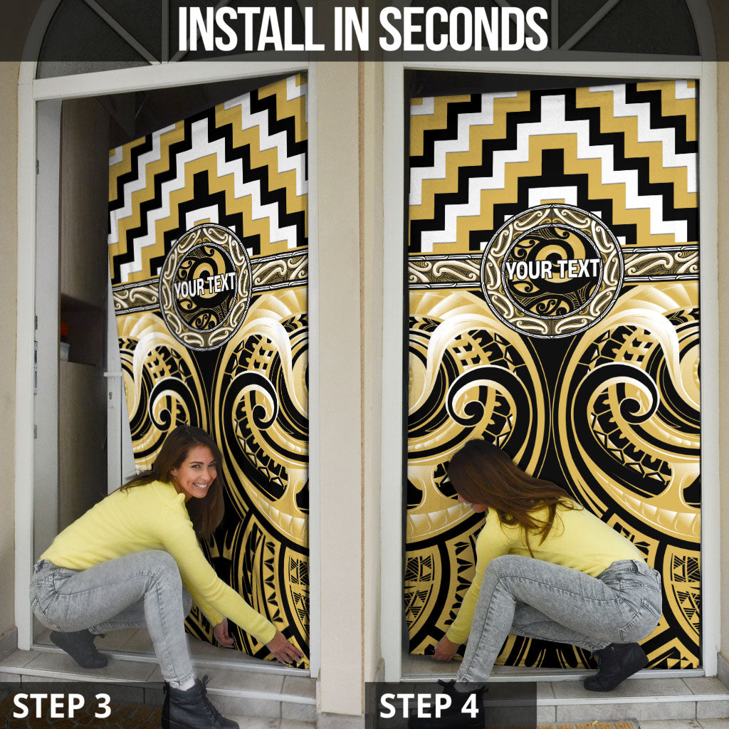 Aotearoa Ngati Tama Personalised Door Cover Maori Iwi Poutama Puhoro Tattoo