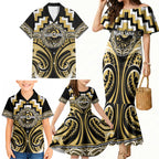 Aotearoa Ngati Tama Personalised Family Matching Mermaid Dress and Hawaiian Shirt Maori Iwi Poutama Puhoro Tattoo