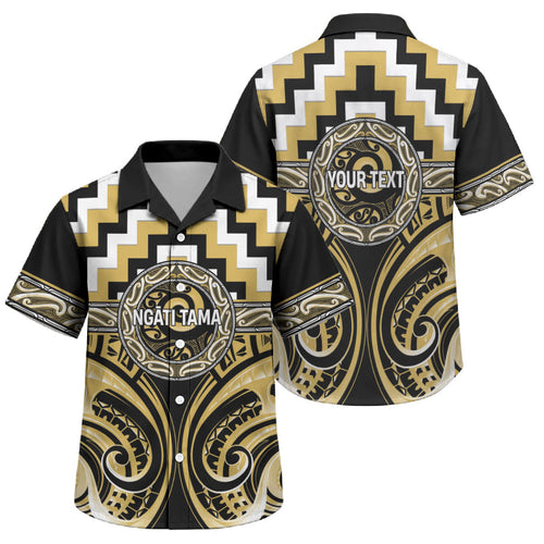 Aotearoa Ngati Tama Personalised Family Matching Summer Maxi Dress and Hawaiian Shirt Maori Iwi Poutama Puhoro Tattoo