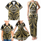 Aotearoa Ngati Tama Personalised Family Matching Tank Maxi Dress and Hawaiian Shirt Maori Iwi Poutama Puhoro Tattoo