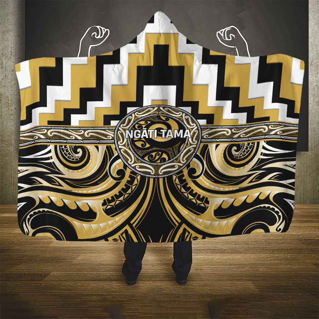 Aotearoa Ngati Tama Hooded Blanket Maori Iwi Poutama Puhoro Tattoo