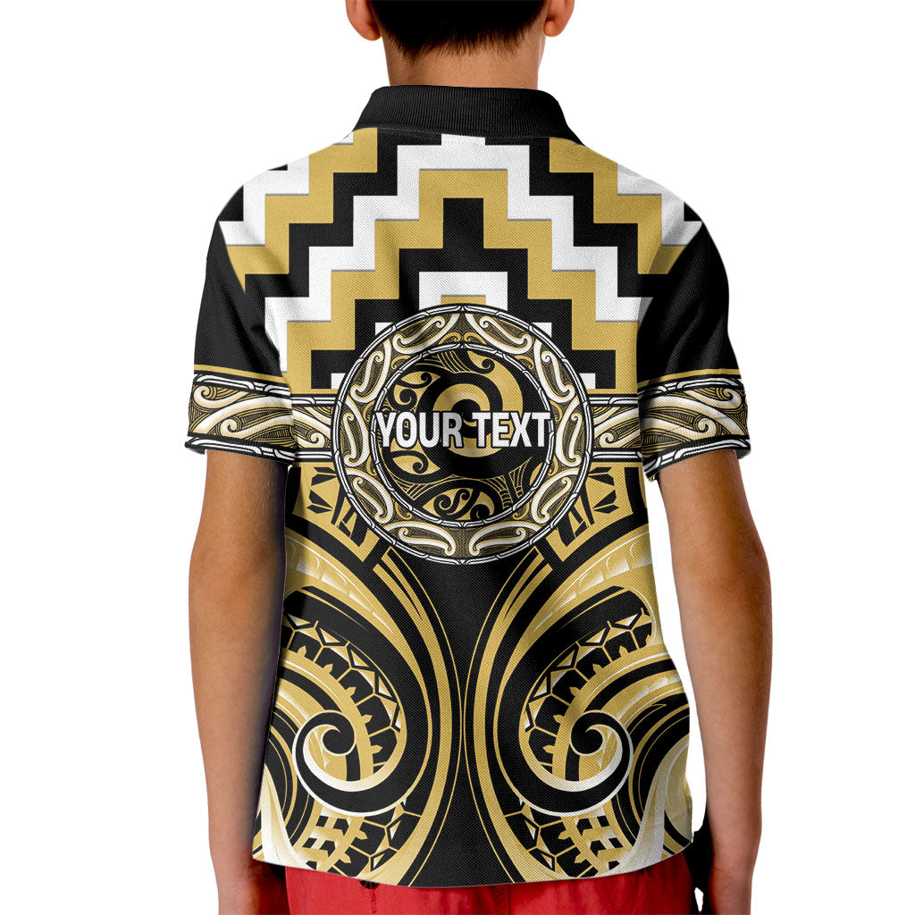 Aotearoa Ngati Tama Personalised Kid Polo Shirt Maori Iwi Poutama Puhoro Tattoo