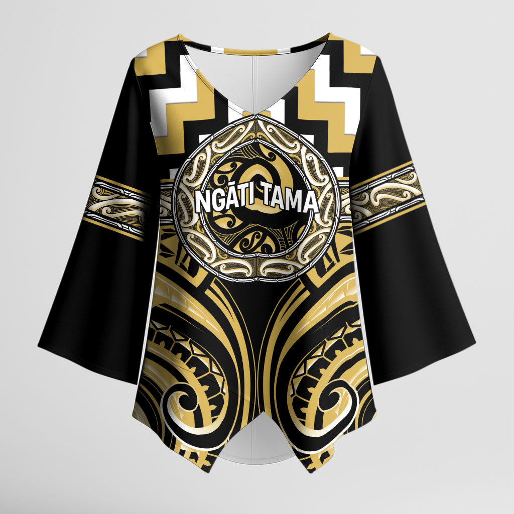 Aotearoa Ngati Tama Personalised Kimono Sleeve Blouse Maori Iwi Poutama Puhoro Tattoo