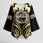 Aotearoa Ngati Tama Personalised Kimono Sleeve Blouse Maori Iwi Poutama Puhoro Tattoo