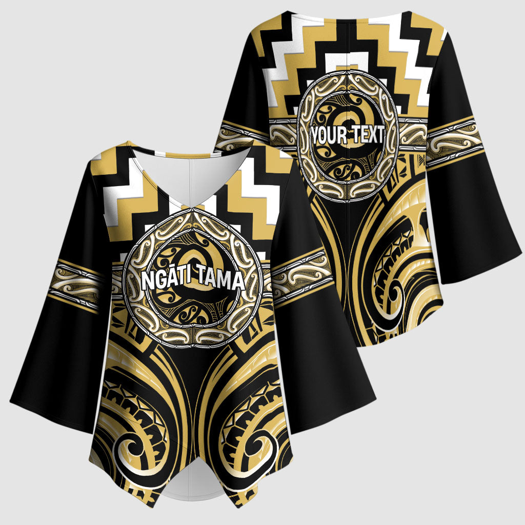 Aotearoa Ngati Tama Personalised Kimono Sleeve Blouse Maori Iwi Poutama Puhoro Tattoo
