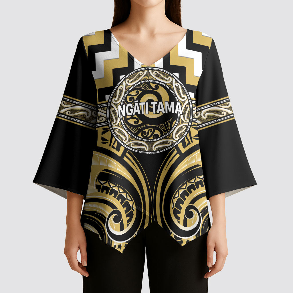 Aotearoa Ngati Tama Personalised Kimono Sleeve Blouse Maori Iwi Poutama Puhoro Tattoo