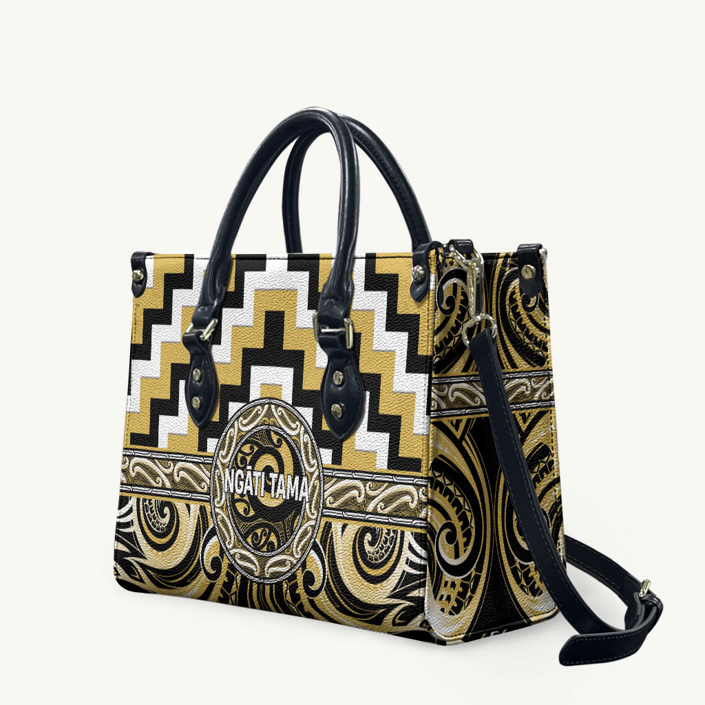 Aotearoa Ngati Tama Leather Bag Maori Iwi Poutama Puhoro Tattoo