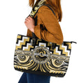 Aotearoa Ngati Tama Leather Tote Bag Maori Iwi Poutama Puhoro Tattoo